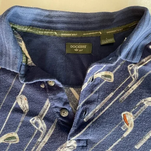 Dockers Men’s Golf Polo Shirt – Size L | Navy Blue, 100% Cotton, Made in USA - Picture 3 of 8